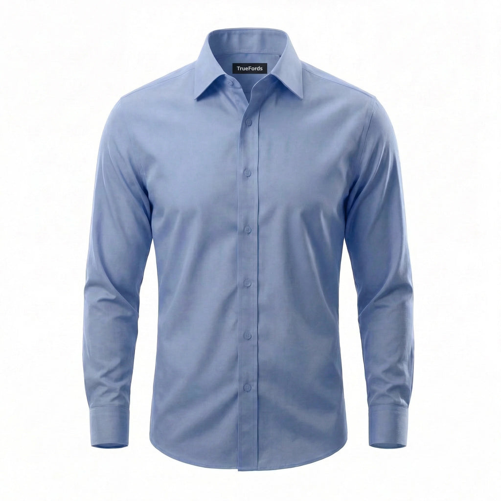 TrueFords wrinkle-free dress shirt front view on model