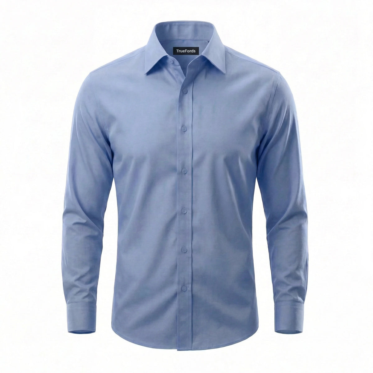 TrueFords wrinkle-free dress shirt front view on model